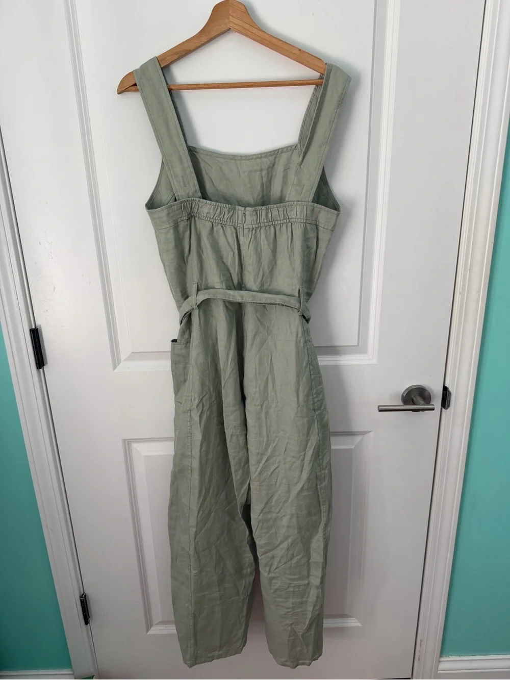 Everlane THE UTILITY COVERALL IN LINEN in Seagrass Size 8 Summer Vacation